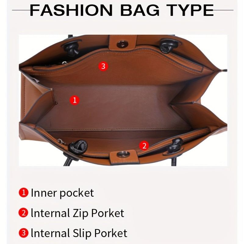 Large Leather Work Tote Bag for Women