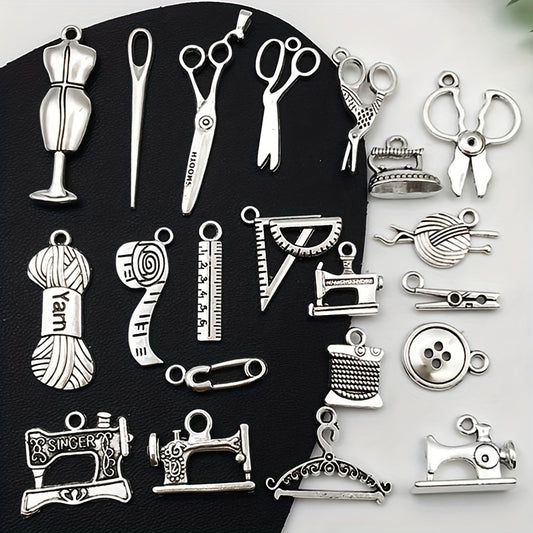 21 PCS Antique Silvery Sewing Machine Series Pendants for DIY Jewelry