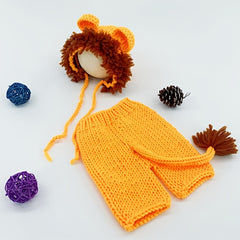 3M Lion Handknitted Baby Photography Props Hat Shorts Suit