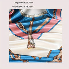 Chain Print Square Scarf Classic Satin Shawl Head Scarf Silk Bandana