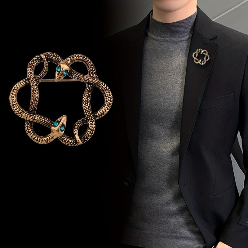 Vintage Snake Brooch Suit Jacket Pin Classic Double Snake Host Brooch