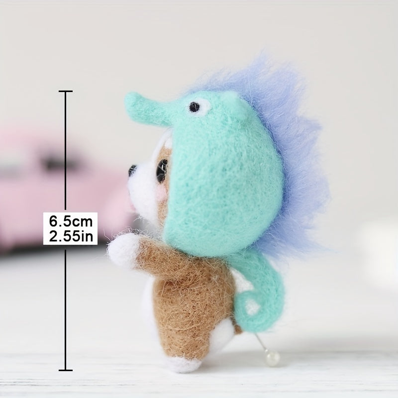 Corgi Felt Kit DIY Embroidery Wool Craft Stitch Needlework Needle Toy Gift