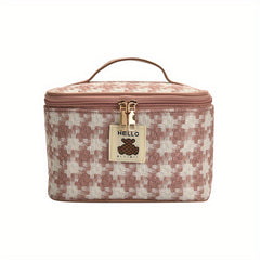 Large Capacity Plaid Toiletry Bag Cosmetic Bag Handbag Travel Storage Bag