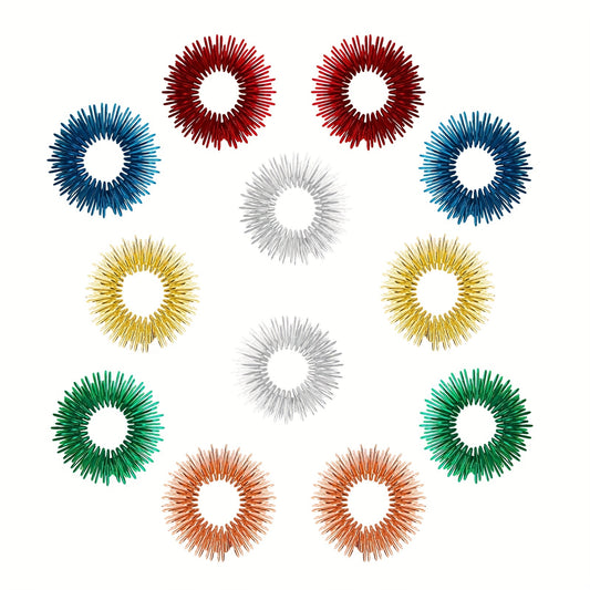 12pc Sensory Fidget Rings Set - Stress Relief & Anxiety Reducer - 6 Colors