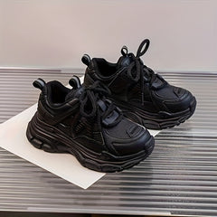 Girl's Chunky Sneakers Breathable Comfy Lace Up Shoes