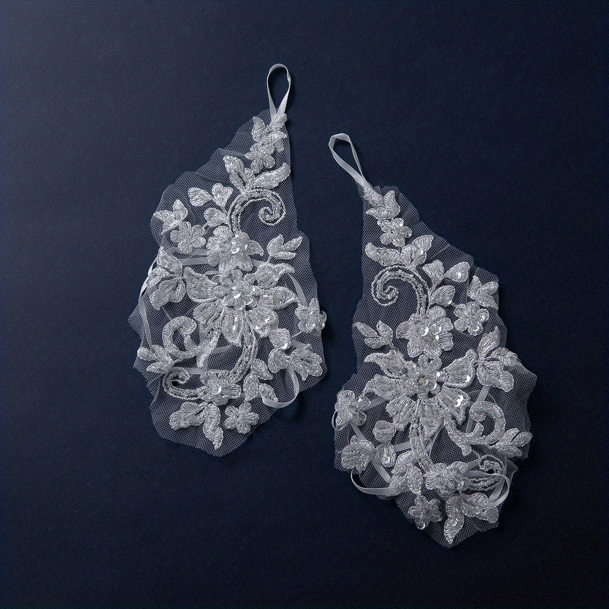 Transparent Lace Gloves Flower Embroidery Fingerless Gloves for Wedding