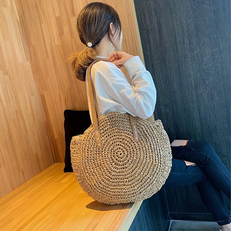 Straw Shoulder Bag Large Capacity Storage Tote Bag All Match Travel Bag