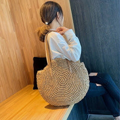 Straw Shoulder Bag Large Capacity Storage Tote Bag All Match Travel Bag