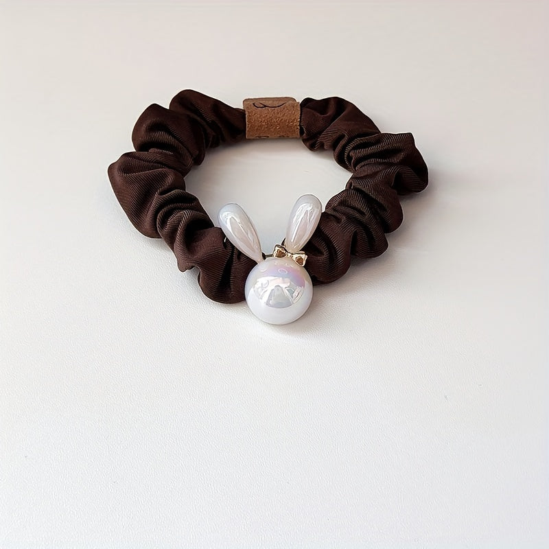 Holographic Rabbit Hair Rope Beaded Ponytail Holder