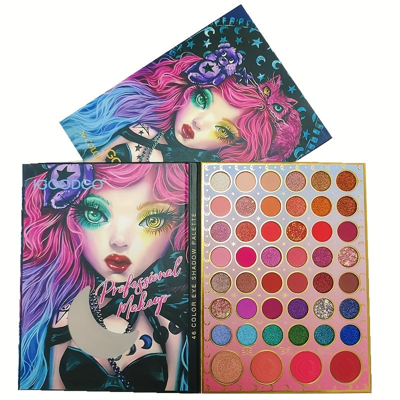 46-Shade Matte & Pearly Eyeshadow Palette for Anime Girl Makeup