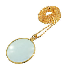 Vintage 5X Magnifier Necklace Pendant Chain Map Reading Glass
