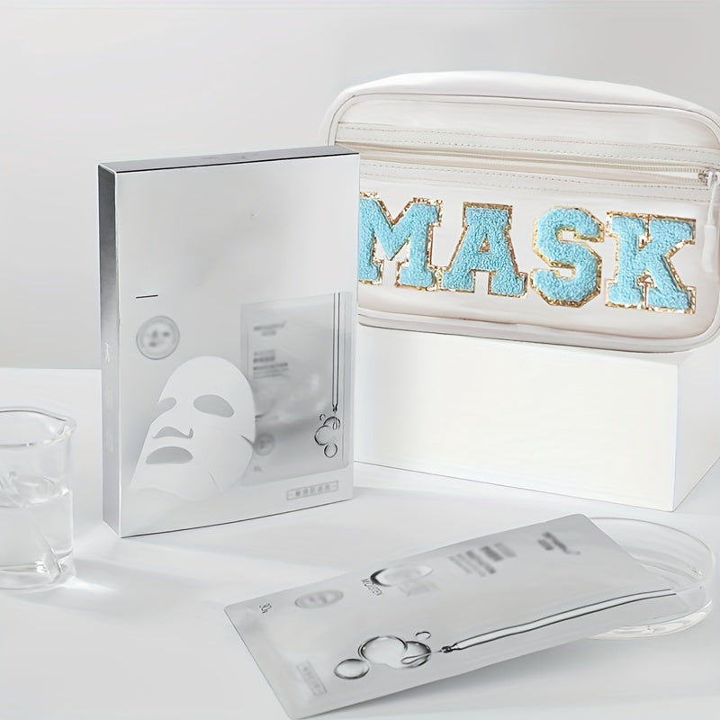 Chenille Letter Patch Clear Makeup Bag Toiletry Pouch for Women