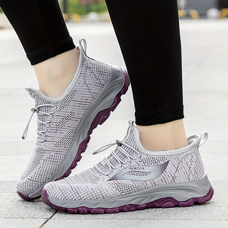 Women's Lace-up Breathable Athletic Running Shoes Soft Sole Casual Sneakers