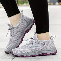 Women's Lace-up Breathable Athletic Running Shoes Soft Sole Casual Sneakers