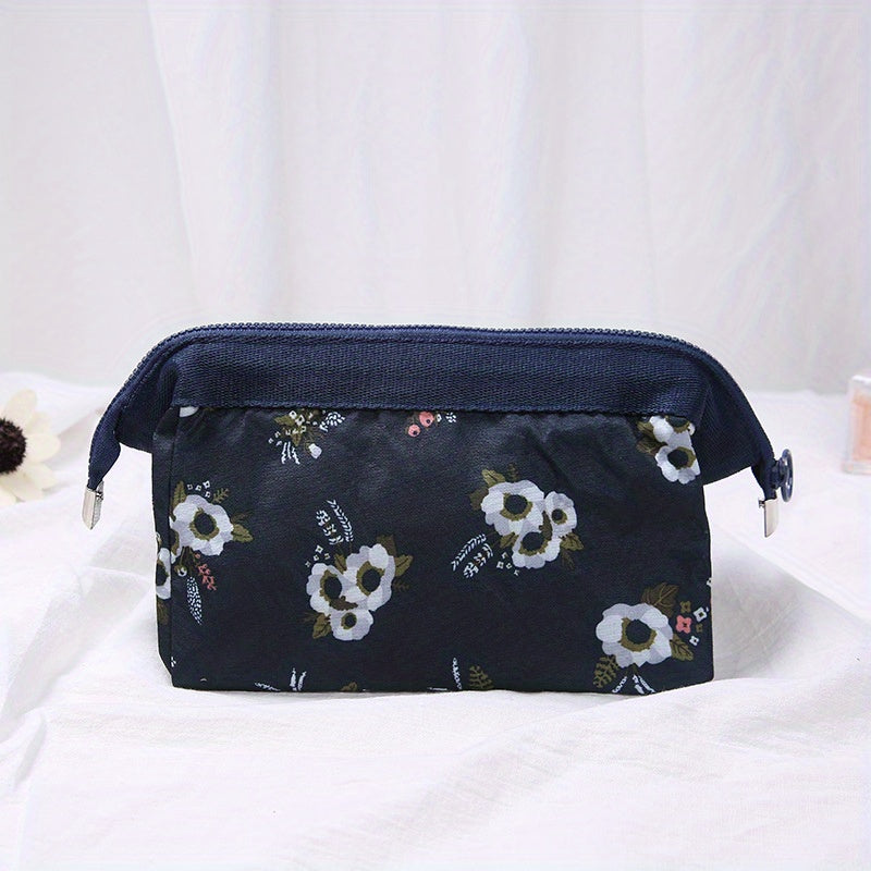 Floral Pattern Cosmetic Bag Portable Travel Storage Makeup Organizer
