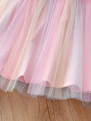 Girls Casual Mesh Dress With Unicorn Print For Summer