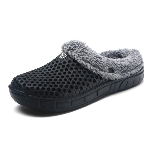 Men's Warm Fleece Cozy Slides Slippers Comfortable Non slip Home Shoes