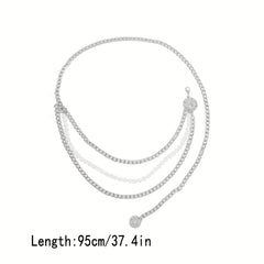 Metal Waist Chain Faux Pearl Dress Chain Pendant Tassel Jewelry