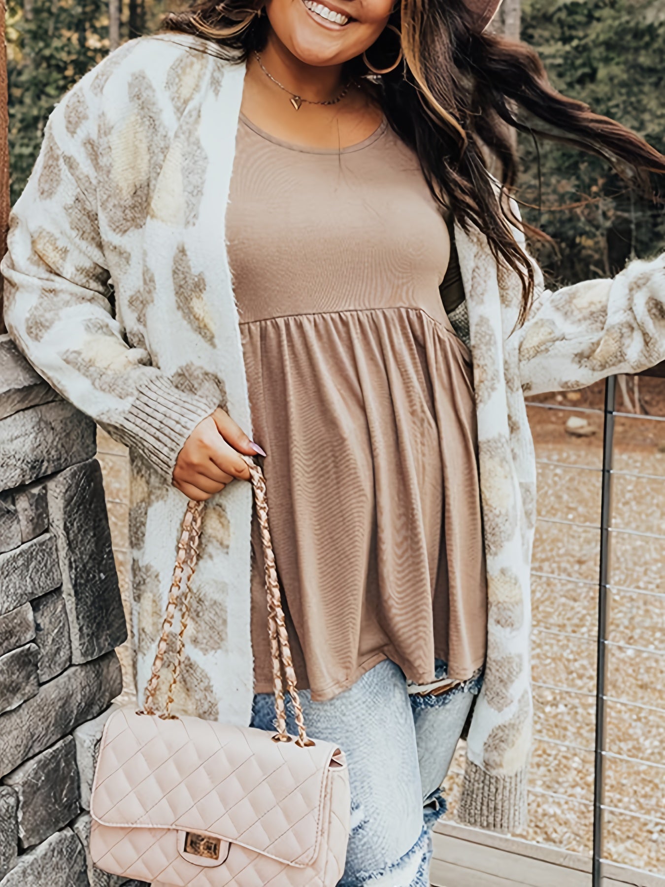  Leopard Print Open Front Cardigan