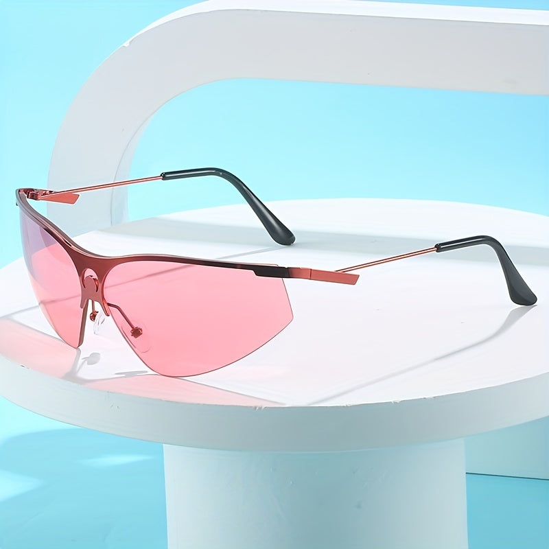 Y2K Mirror Lens Sunglasses Futuristic Crescent Moon Decor Glasses UV400