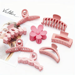 8pcs Solid Hair Claw Shark Clip Ponytail Holder Jaw Clip Non-slip for Women