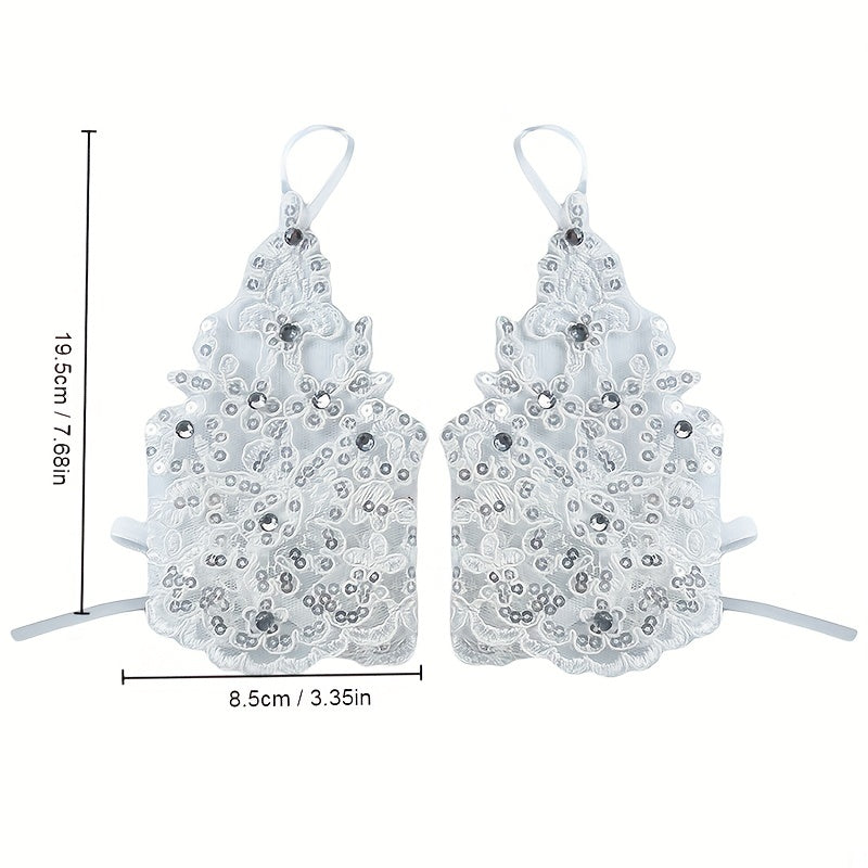 Bride Wedding Dress Gloves Sequin Decoration Hanging Finger Wrist Gloves
