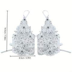 Bride Wedding Dress Gloves Sequin Decoration Hanging Finger Wrist Gloves