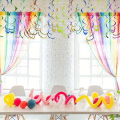 18pcs Rainbow Foil Swirl Decorations for Birthdays Weddings Bridal Showers