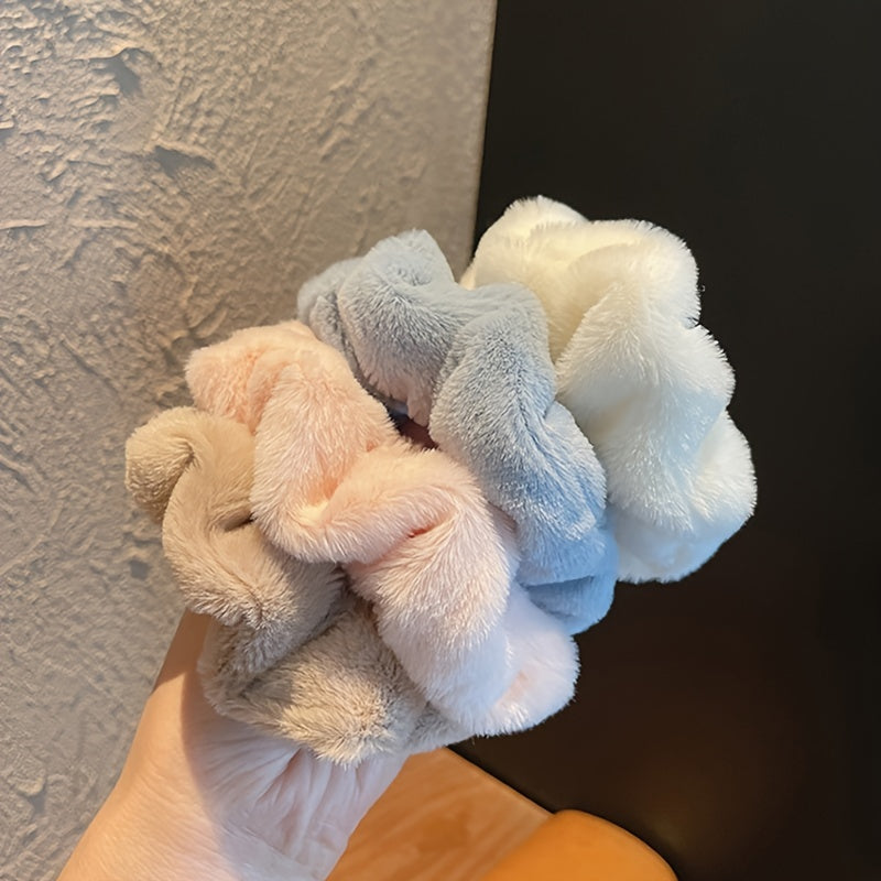9pcs Faux Fur Scrunchies Hair Bands Pom Ties for Women Girls