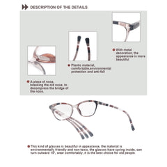 Cat Eye Reading Glasses Colorful Pattern Lightweight Flexible Spring Hinge