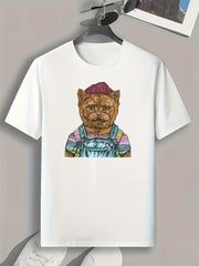 Bear Print Men's Graphic T-shirt Casual Comfy Tees for Summer
