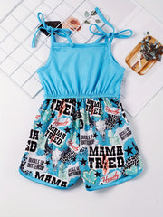 Toddler Girls Bull Head Graphic Cami Romper Jumpsuit