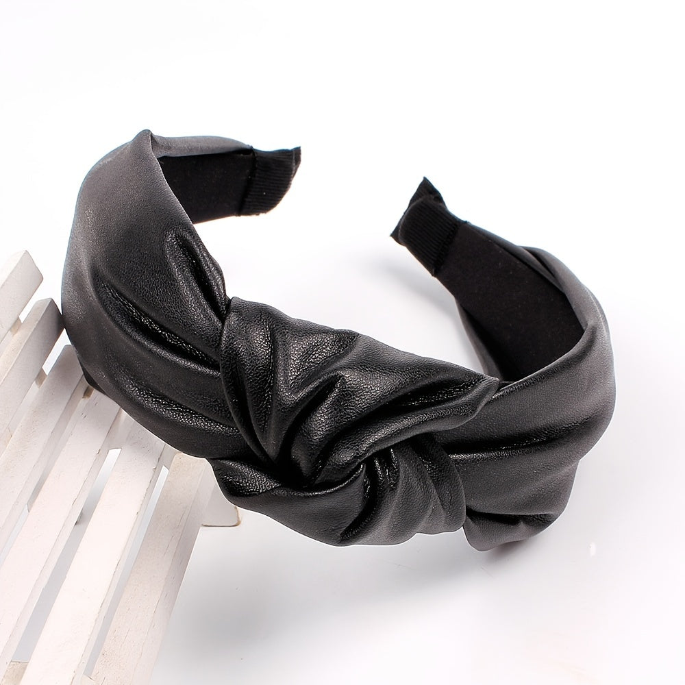 Cross Knotted Headband PU Leather Hair Loop Women's Hair Accessories