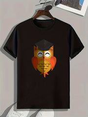 Cartoon Owl Print Men's Graphic T shirt for Halloween
