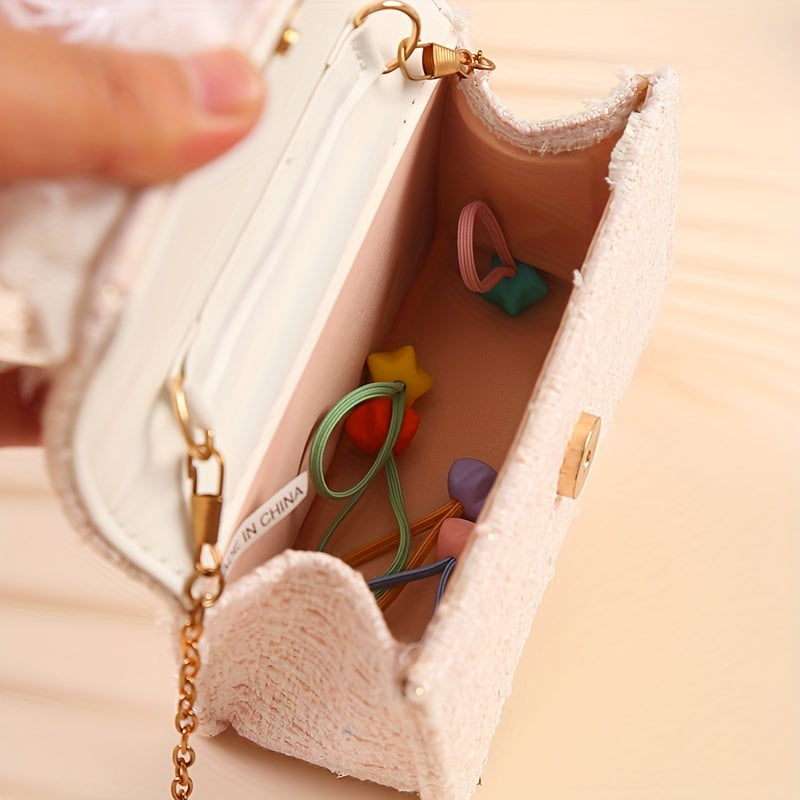 Sweet Princess Crossbody Bag Snowflake Trim Pearl Handle Girls Handbag