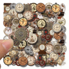 40 Retro Clock Stickers Washi Scrapbooking Decals Mixed Col
