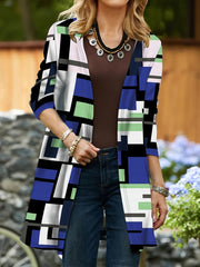  Geometric Print Cardigan