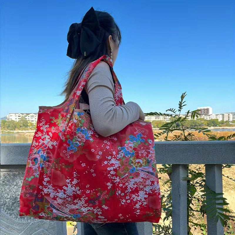 Foldable Casual Tote Bag Large Capacity Lightweight Durable Shoulder Bag