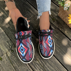 Women's Geometric Pattern Canvas Shoes Lace Up Lightweight Low Top Shoes
