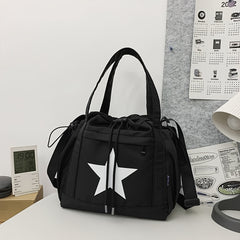 Large Capacity Women's Shoulder Bag Star Graphic Casual Style Vegan Leather