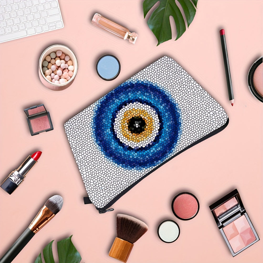Evil Eye Pattern Makeup Bag Portable Zipper Cosmetic Pouch Gift For Women