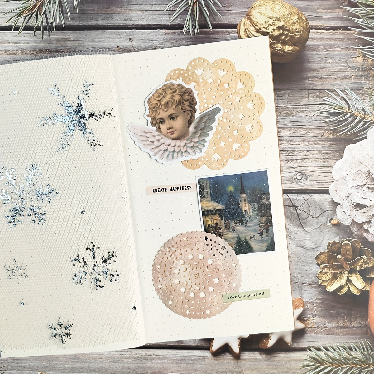 50pcs Merry Christmas Angle And Children Theme Scrapbook Stickers Pack
