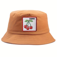 Reversible Cherry Embroidery Bucket Hat