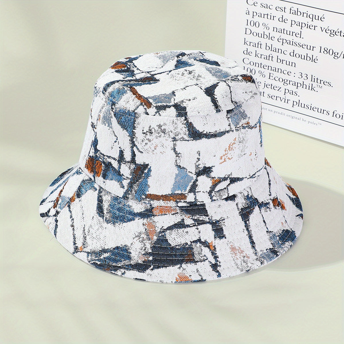Vintage Graffiti Print Bucket Hat Lightweight Breathable