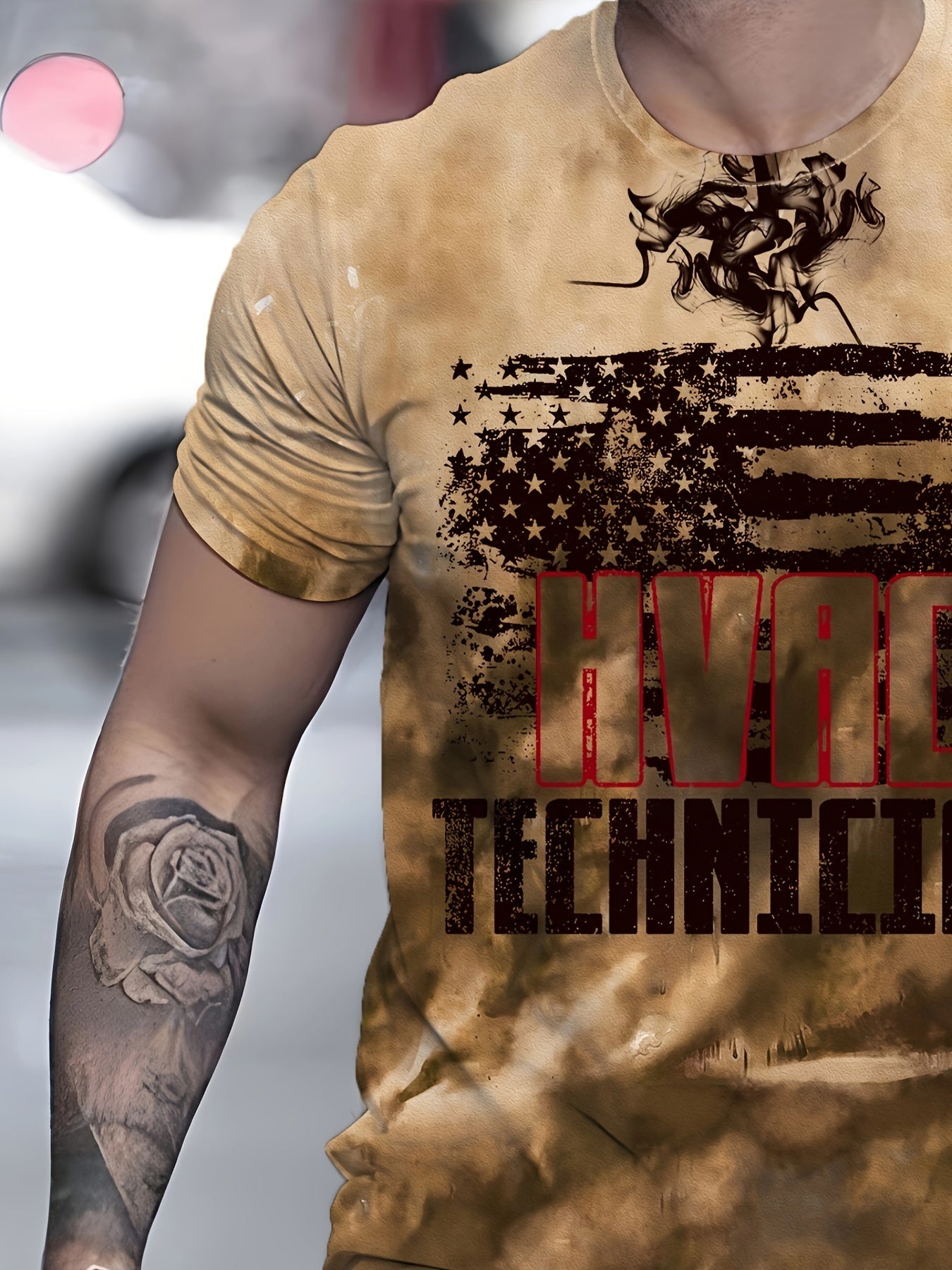 Flag Letter Print Men's Short Sleeve Graphic Tee