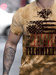 Flag Letter Print Men's Short Sleeve Graphic Tee