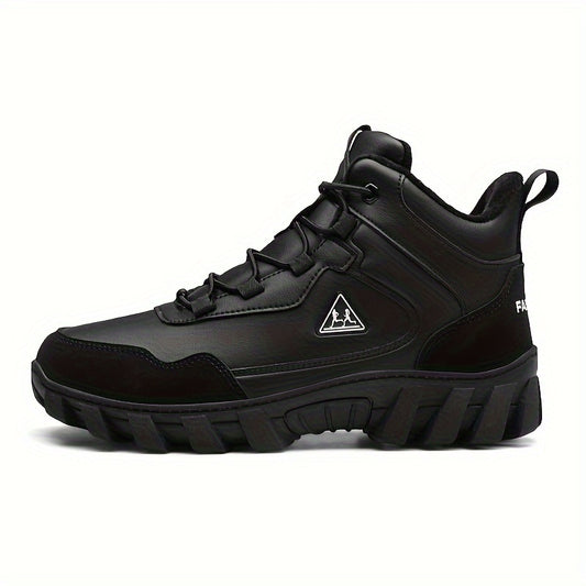 Faux Leather Snow Boots Round Toe High Top Thermal Snow Shoes