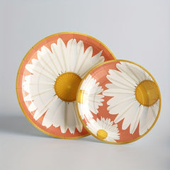 Daisy Tableware Set Disposable Cups Plates Napkins Flower Pattern Party Decor