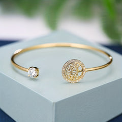 Zircon Life Tree Bracelet - Adjustable Cuff Bangle for Women