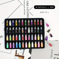 48 Bottle Glitter Powder Nail Art Flakes Decoration